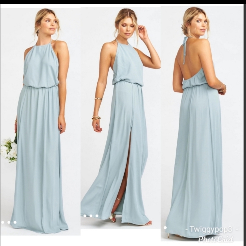 Show Me Your MuMu Blue Backless Halter Gown
